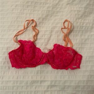 Victoria Secret Pink Hot Pink Lace Bra - 32C